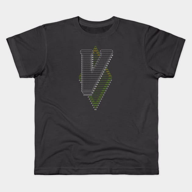 Vim Ascii Art Kids T-Shirt by astrellonart